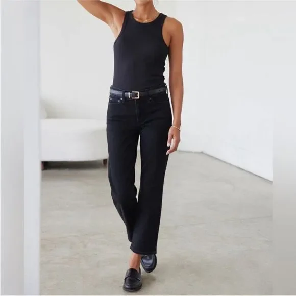 AYR The Frenchie Black Mid Rise Crop Jeans